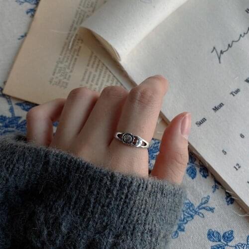 Funny Vintage 100% Authentic 925 Sterling Silver Fine Jewelry Retro Sun Ring Adjust TLJ958