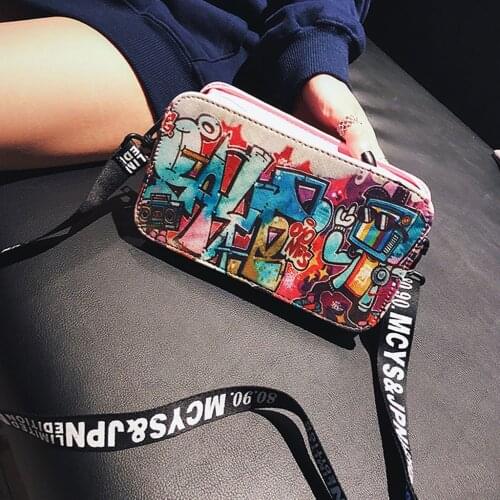 Womens Small Bag Ladies Personality Graffiti Zipper Single Shoulder Bag 2020 Fashion Ladies Leather Shoulder Bag Bolsos Mujer