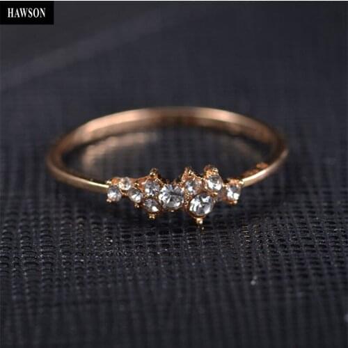 HAWSON Gold Tone Ring for Women Fine Jewelry Gift Female Geometric Crystal Wedding Engagement Rings, Fresh Style Ladies Ring