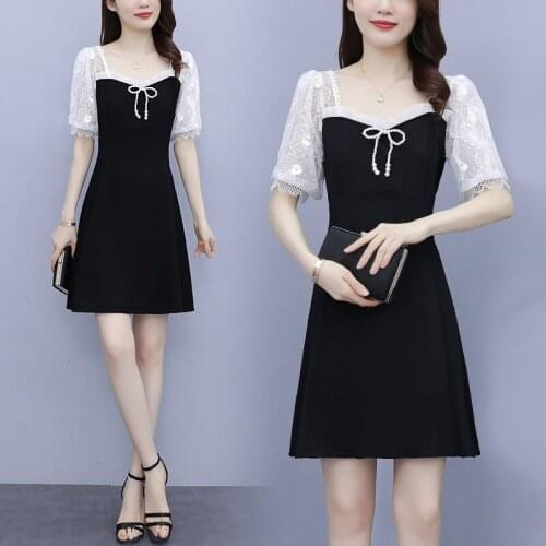 Womens Sexy Plus Size L-5XL Summer Dress XXXL 3XL XXXXL 4XL XXXXXL Party Lace Short-Sleeve Cute Mini Dresses For Fat 100KG Woman