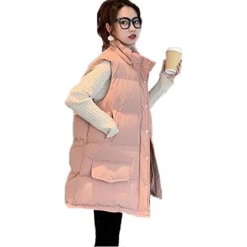 Cotton Down Warm Vest women mid-length padded coat loose coat vest jacket hooded winter warm vest for women sleeveless