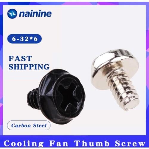 50Pcs 6-32*6 Thread Teeth Outside Hex Computer PC Case Cooling Fan Toolless Adjustment Screw Thumbscrews Thumb Screw