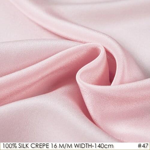 100% SILK CREPE DE CHINE 140cm width 16momme Natural Pure Silk Fabric for sewing dolls Pink NO 47