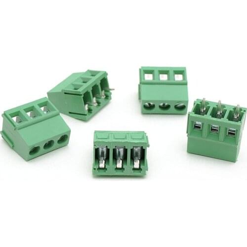 100Pcs KF128-2Pin/3Pin pitch 2.54 /3.5/ 3.81 / 5.0 / 7.5mm Spacing Terminal Block Splice Terminal Screw Type PCB Screw Terminal