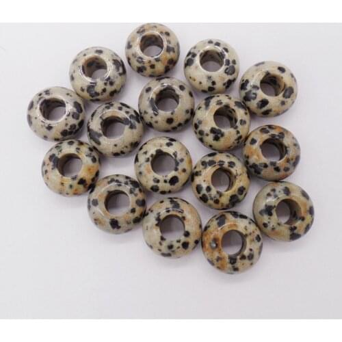 20Pcs 14x8mm Hand-Carved Natural Brown And Black Dalmation Jasper Large Hole Beads For DIY Jewelry Making Necklace Accessories