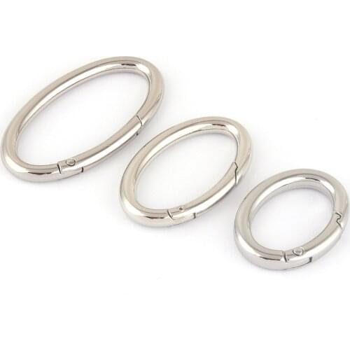 30-50mm Silver Round Spring Ring Gate Oval Push Hook O Ring,Metal Snap Clasp Webbing Hook Bag Spring Buckle For Handbag 4Pcs