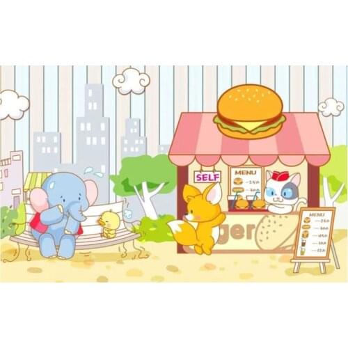 3d wallpaper custom photo mural on the wall Cartoon animal elephant burger shop home decor wall paper for living room