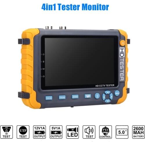 5 Inch TFT LCD 1080P 5MP 4 IN 1 TVI AHD CVI Analog CCTV Tester Security Camera Tester Monitor VGA HDMI Input Audio Test Cam