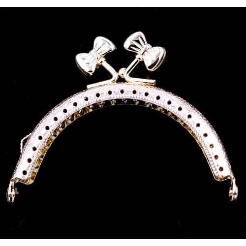 50PCS 8.5cm Gold Tone Bowknot Purse Bag Frame Metal Kiss Clasps Clutch Buckle Handbag Handle Crafts Luggage Hardware Accessories