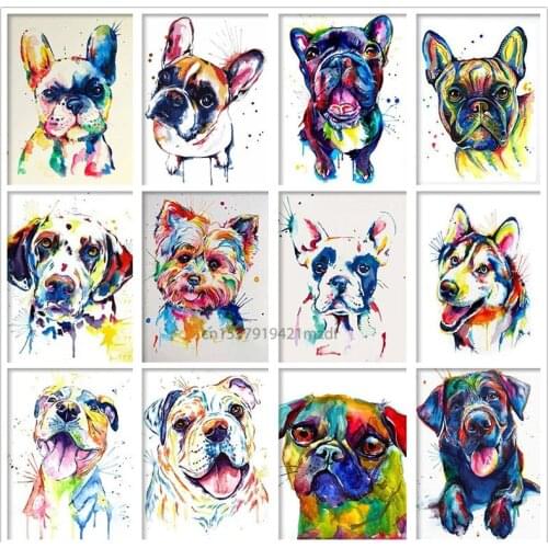 5D DIY Diamond Painting Pitbull Poodle Colorful Dog Full Square Round Drill Diamond Mosaic Embroidery Cross Stitch Home Decor