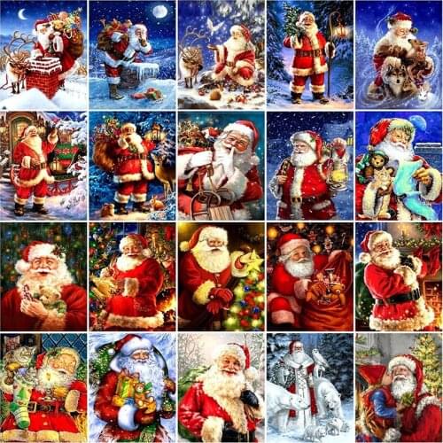 Diamond Painting Santa Claus Diamond Mosaic Christmas Diamond Embroidery Winter 5D Square/Round Cross Stitch Home Decoration Kit