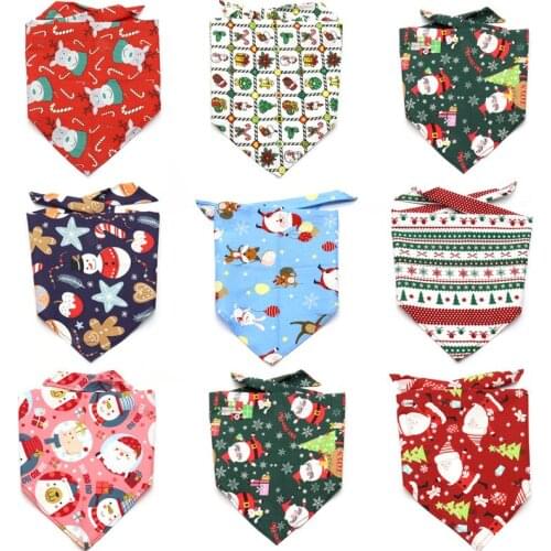 30 Pcs Pet Grooming Dog Bandana Christmas Dogs Pet Bandana Scarf Winter Pet Dog Bandana Cotton Bibs Triangular Accessories