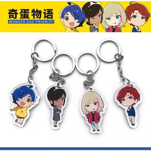 Anime WONDER EGG PRIORITY Ohto Ai Rika Neiru Momoe Sawaki Keychain Cosplay Keyring Pendant Accessories Decor Unisex Kawaii Gift