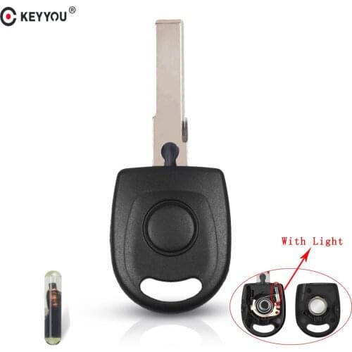 KEYYOU Car Remote Key Blank Shell For VW Volkswagen B5 Passat Polo Ibiza Transponder Key Uncut HU66 Blade with Light & Battery