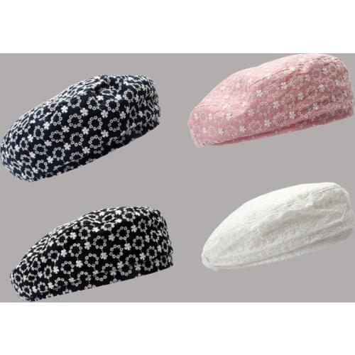 Flower Baret Women Summer Thin Japanese Wild Retro British Cotton Embroidery Small Fresh Painter Hat