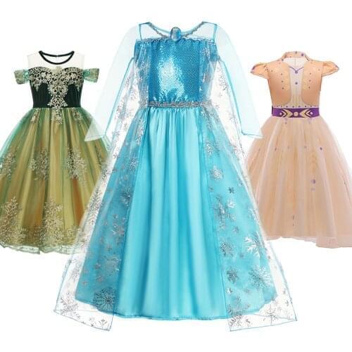 Anna Elsa New Snow Queen Dress Princess Kids Vestido