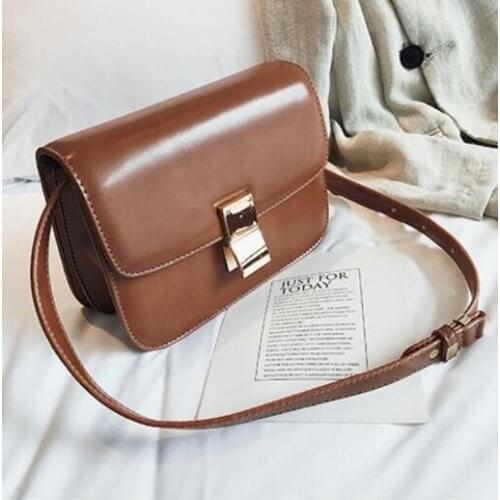 European Vintage Fashion Female Square Bag 2021 New High quality PU Leather Womens Handbag Simple Casual Shoulder Messenger Bag