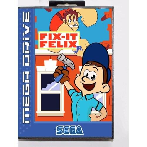 Fix It Felix Jr 16 bit MD Game Card With Retail Box For Sega Megadrive/Genesis