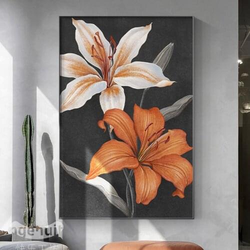 Black Orange Plant Leaf Canvas Paintings Print Nordic Living Room Decoration Picture Flowers Floral Poster Wall Art Home Decor