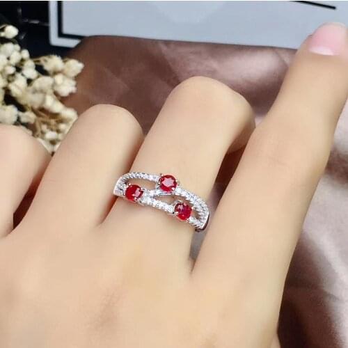 Fashion grace Row Branches Natural red ruby gem Ring S925 Silver Natural gemstone Ring Women wedding party gift Ring Jewelry