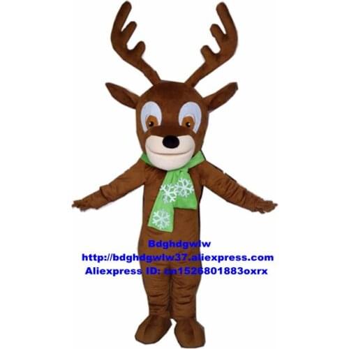 Brown Reindeer Moose Elk Wapiti Caribou Alces Deer Mascot Costume Adult Character Give Out Leaflets Recreation Ground zx1821