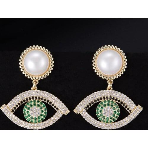 LARRAURI 2019 Fashion Eyes Pendant Pearl Earrings for Women Girl Pearl Noble Jewelry for Women Night Out Party Attractive