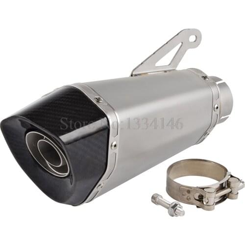 NICECNC Stainless Steel Carbon Fiber Exhaust Muffler Pipe Slip On For BMW S1000RR 2010-2014 S1000R 2014-2016 Inlet Inner 61mm