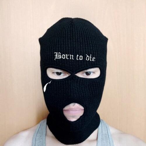 WZCX New Personality Embroidered Letters Hip Hop Winter Mask Hat Keep Warm Unisex Halloween Party Cycling Ski Hat Beanie