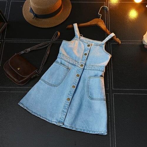 2019 New Summer Item Girl One Piece Jeans DRESS Suspender Denim Dress