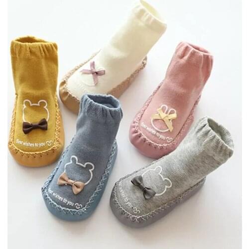 Baby Socks Cartoon Animal Shoes Anti-slip Rubber Soles Cotton Floor Socks Toddler Baby Shoes Autumn Winter Kids Booties Flats