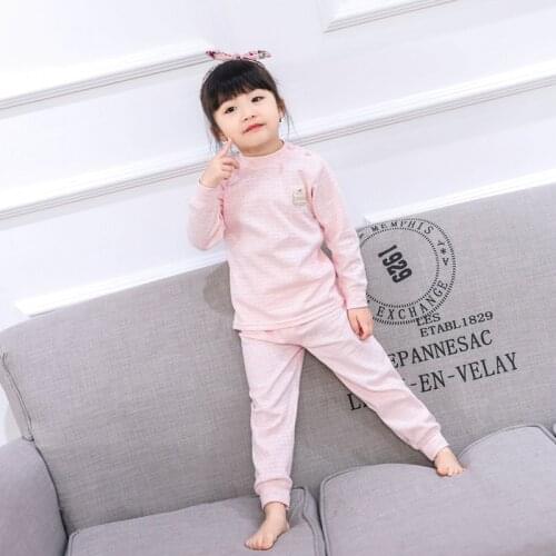 Children Boys Girls Pajamas Suit Long Sleeved Cotton Clothes Infant Baby Combed Cotton Underwear Set Kids Autumn Winter Pijama
