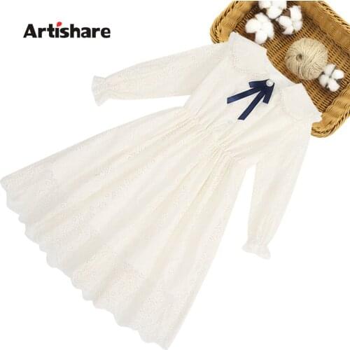 Dress For Girls Lace Floral Dress For Girl Long Sleeve Party Dress Child Spring Autumn Girls Clothing 6 8 10 12 14