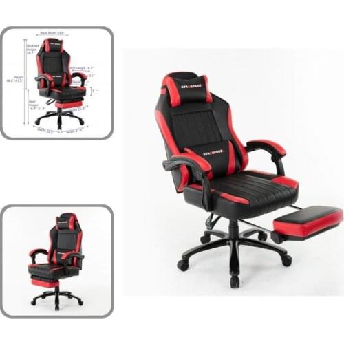 Faux Leather Practical Reclining Massage Gaming Chair Black Office Chair Secure Sturcture for Balcony