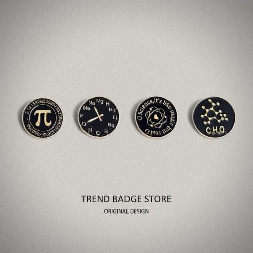 Alphabet Brooch Creative Math Pi Alarm Clock Chemical Modeling Paint Alphabet Brooch Enamel Label Pins Hat Badge