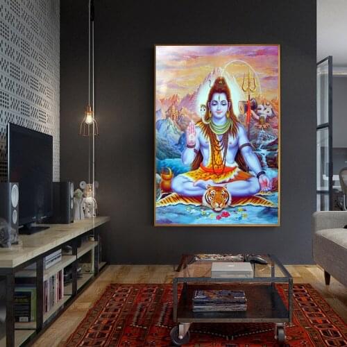 Shiva Lord Canvas Paintings On The Wall Hindu Gods Wall Art Canvas Hinduism Wall Posters And Prints Cuadros Picture Home Decor
