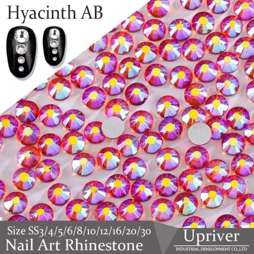 Upriver Loose Strass Nail Decoration Non Hotfix Rhinestones Hyacinth AB Nail Art Rhinestones for Art Nail Garment Decoration