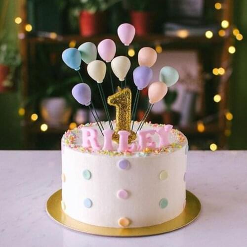 Soft Clay Number Balloon Cake Birthday Topper 1st Birthday Party Decorations Kids Baby Shower Girl Happy Birthday Cake Topper