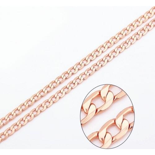 XP Jewelry --( 44 cm * 3.5 mm) Rose 585 Gold Color Figaro 1:1 Necklaces for Men Fashion Jewelry Nickel free