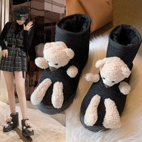 Ins Hot Sweet Women Wool Cow Suede Ankle Boots Female Big Size Snow Boots Dancing Casual Shoes Woman Newest Flats Platform Boots