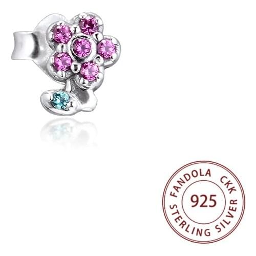 Authentic 925 Sterling Silver Earring My Pretty Flower Single Stud Earrings for Women Fashion Jewelry pendientes brincos