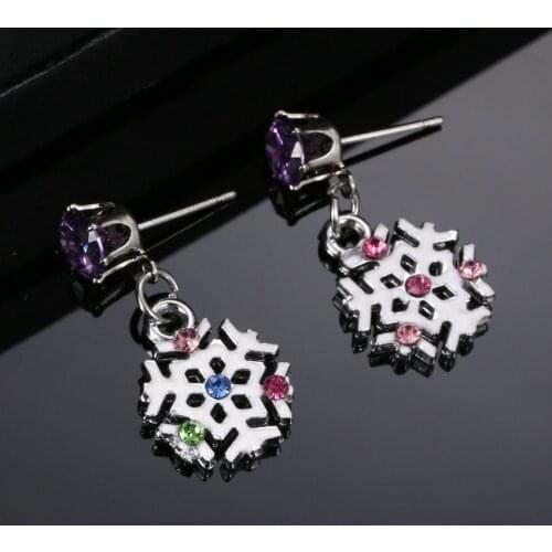 Hot Fashion Brincos New 2017 Girls Earing Bijoux Sliver Snowflake Stud Earrings For Women Wedding Jewelry Earings Wholesale