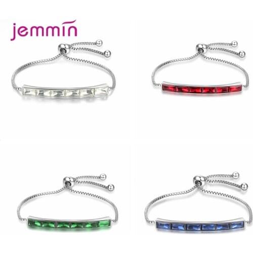 Rectangle Shape Luxury Genuine 925 Sterling Silver Bracelet For Women Girls Vintage Hand Chain Women Fashion Jewelry Accessories