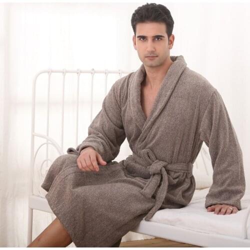 Winter Cotton Men Bathrobe Plus size XXL Nightgown Blanket Sleepwear Towel Fleece Robe Thick Lovers Long Super Soft