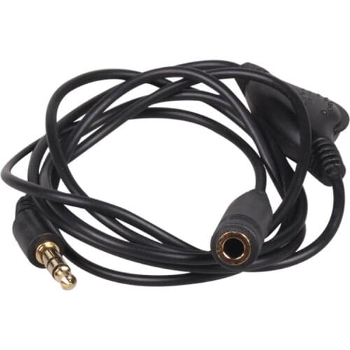 1m Black 3.5mm Male to Female Stereo Earphone Audio Extension Cable Cord Wire Earpiece Extension Cables Line With Volume Control