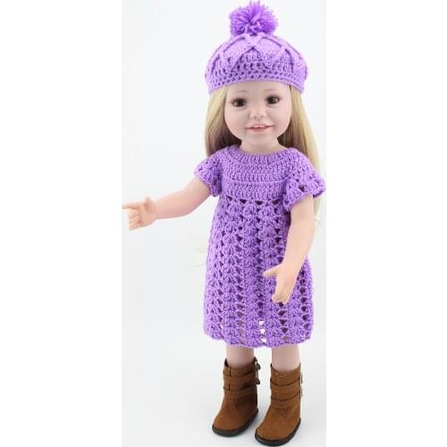 18inch Reborn Dolls girls toys Princess for DIY purple handmade dress hat Brinquedos Gifts Baby Accompany Toys Enlightenment
