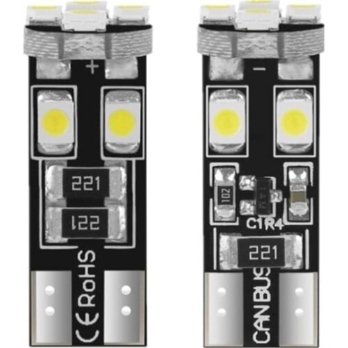 2pcs Car led width lamp decoding T10 1210 3528 8smd reading lamp CANbus license plate lamp light white DC 12V car accessories