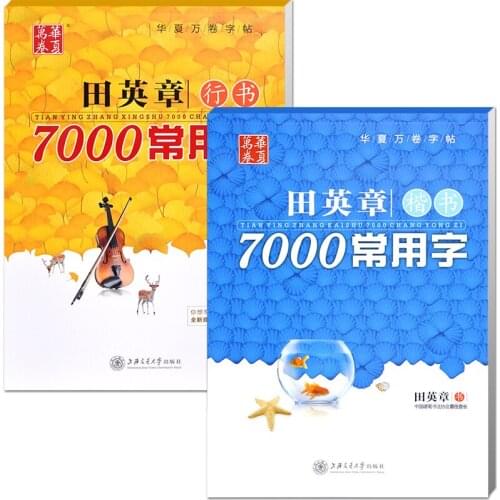 2pcs/set Chinese Copybook by Tian Ying Zhang,Pen Pencil Practice Book,chinese common 7000 characters Regular /running script