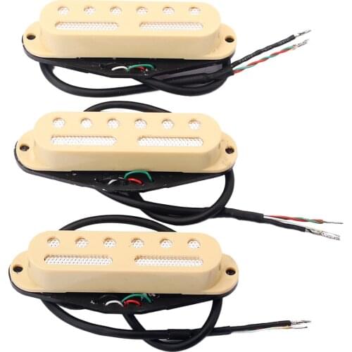 3pcs Wired Guitar SSS Single Coil Pickups 48mm/50mm/52mm, Cream