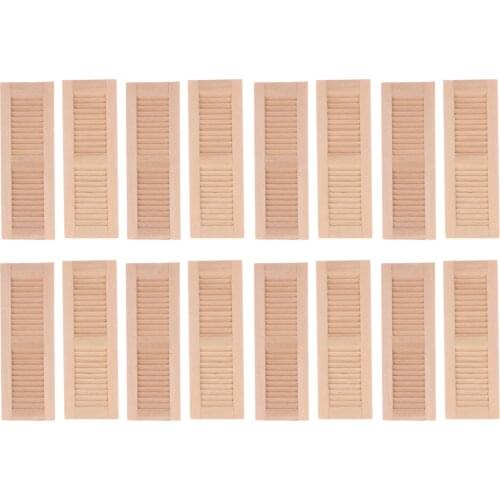 8 Pairs Handmade 1/12 Dollhouse Furniture Wooden Shutters Blind Window DIY Accessories Hands-On Toy