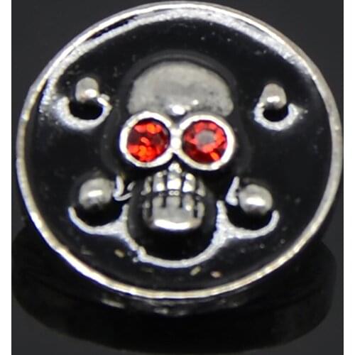 Skull Enamel Crystal Paved Alloy Snap Button Charm Jewelry